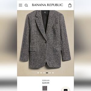 Olinda Oversized Italian Herringbone Blazer, Black